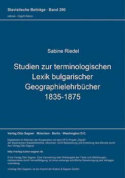 Studien zur terminologischen Lexik bulgarischer Geographielehrbücher (1835-1875)