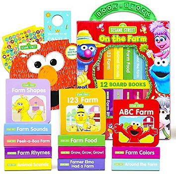 Sesame Street Board Books Set for Toddlers and Kids - Bundle with 12 Sesame Street On The Farm Story Board Books Featuring Big Bird, Elmo, and More (Sesame Street My First Library)