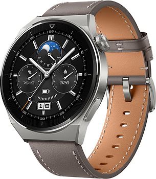 Huawei Watch GT 3 Pro 46 mm titane avec bracelet cuir marron