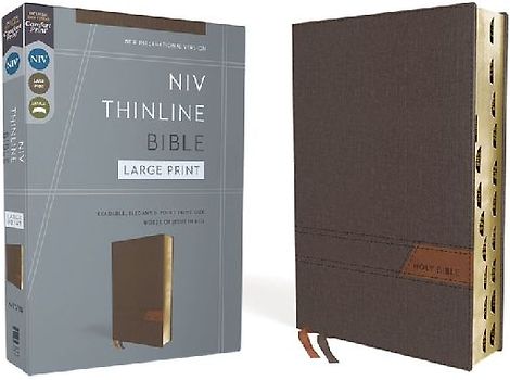 Niv, Thinline Bible, Large Print, Cloth Flexcover, Gray, Red Letter, Thumb Indexed, Comfort Print