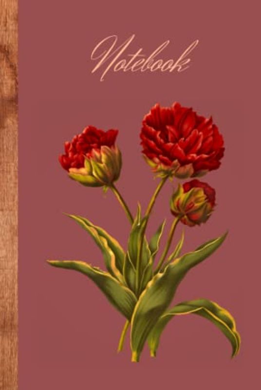 Floral Notebook Journal for Women: Beautiful Red Flower Notebook 6"x"9 with Matte Hardcover and 102 Lined Pages, For Gifts, Office, Work or School