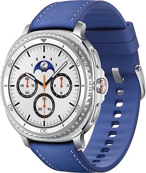 Samsung Galaxy Watch8 Classic 46 mm Boîtier aluminium blanc sur Hybride premium bleu nuit [Wi-Fi]