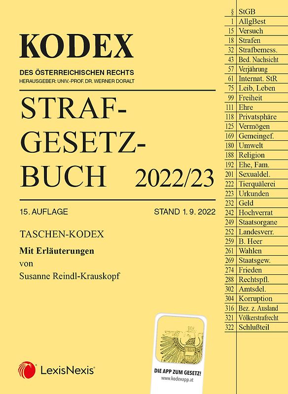 Taschen-Kodex Strafgesetzbuch 2022 - inkl. App
