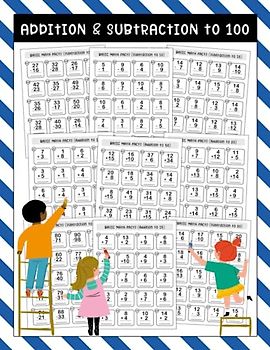 Addition and Subtraction to 100: Math Fact Fluency Assessment Addition and Subtraction to One Hundred or Basic Math Facts Activities for Kids