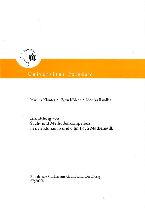 Ermittlung von Sach- und Methodenkompetenz im Fach Mathematik in den Klassen 5 und 6