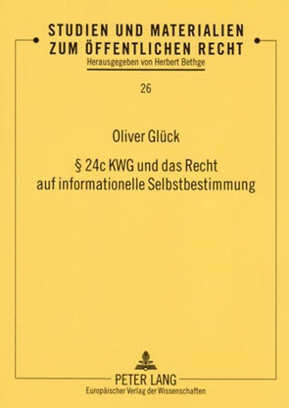 § 24c KWG und das Recht auf informationelle Selbstbestimmung