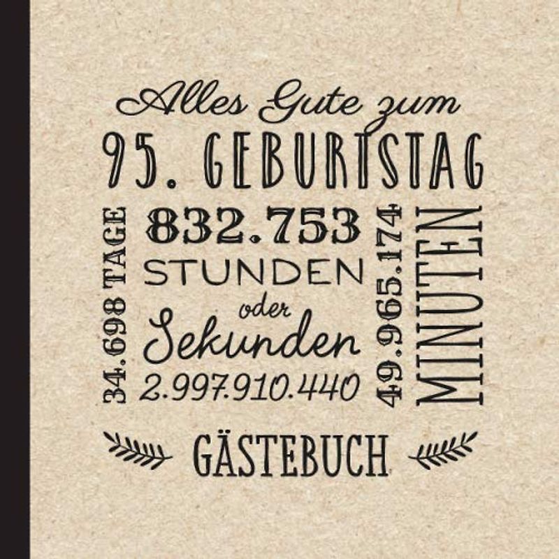 Alles Gute zum 95. Geburtstag: Vintage Gästebuch zum 95.Geburtstag für Mann oder Frau - 95 Jahre Geburtstagsgeschenk & Deko - Buch für Glückwünsche und Fotos der Gäste