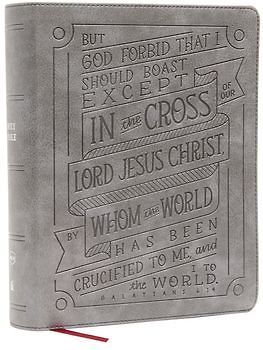 Nkjv, Journal Reference Edition Bible, Verse Art Cover Collection, Leathersoft, Gray, Red Letter, Comfort Print