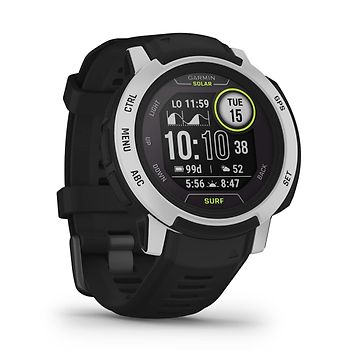 Garmin Instinct 2 Solar Surf Édition Bells Beach 45 mm argent et bracelet en silicone noir