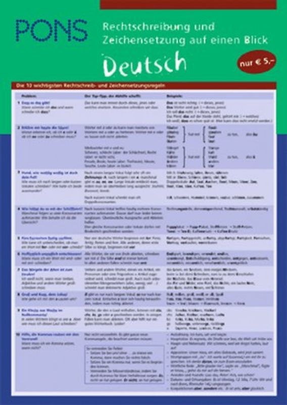 PONS Rechtschreibung und Zeichensetzung auf einen Blick. Deutsch