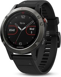 Image of Garmin Fenix 5 47 mm grijs met siliconebandje zwart (Refurbished)
