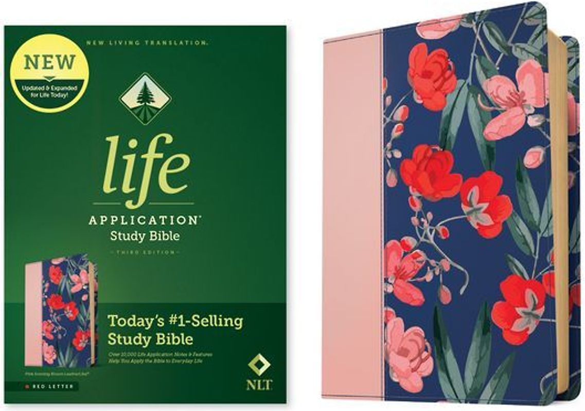 NLT Life Application Study Bible, Third Edition (Leatherlike, Pink Evening Bloom, Red Letter)