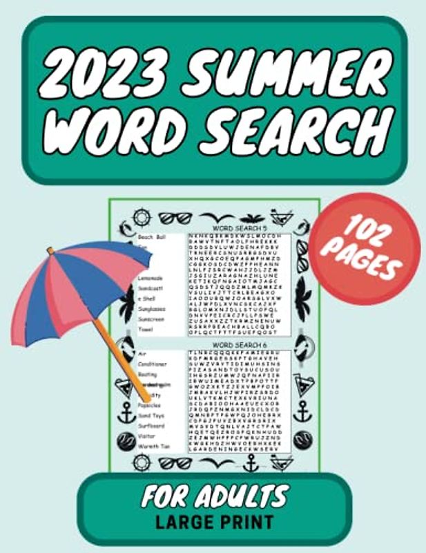 2023 Summer Word Search for Adults Large Print: Challenge Your Mind and Relax, Summer Gifts for Women and Men
