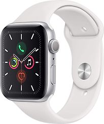 Apple Watch Series 5 44 mm boîtier en aluminium argent et bracelet sport blanc [Wi-Fi]