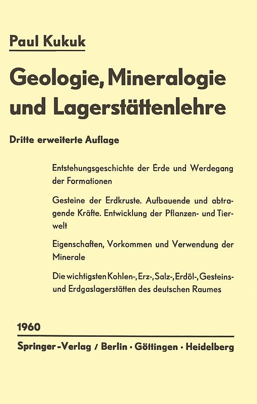 Geologie, Mineralogie und Lagerstättenlehre