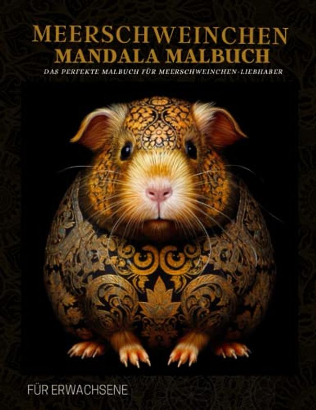 Meerschweinchen Mandala Malbuch für Erwachsene: Entspannende Meerschweinchen-Muster, Mandalas und Blumen – Therapie und Meditation für Männer und Frauen