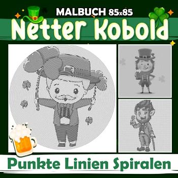 Netter Kobold Punkte Linien Spiralen Malbuch: Dekorative Figur Spiralbuch Zeichnung Linien Kunst | Buchen Sie für Kinder, Erwachsene oder Verliebte | ... | Urlaub | Jeder Anlass | Zum Stressabbau