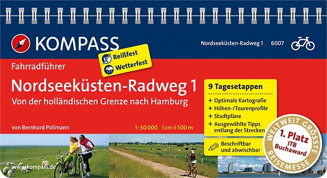 KOMPASS Fahrradführer Nordseeküsten-Radweg 1 - Von der holländischen Grenze nach Hamburg