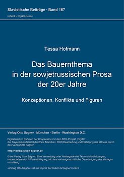 Das Bauernthema in der sowjetrussischen Prosa der 20er Jahre