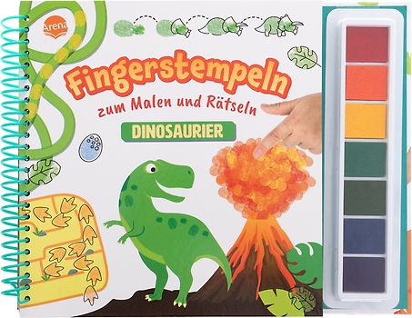 Fingerstempeln zum Malen und Rätseln. Dinosaurier