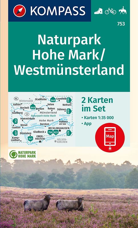 KOMPASS Wanderkarten-Set 753 Naturpark Hohe Mark / Westmünsterland (2 Karten) 1:35.000