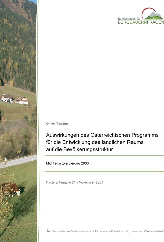 Auswirkungen auf die Bevölkerungsstruktur des Österreichischen Programms für die Entwicklung des ländlichen Raums