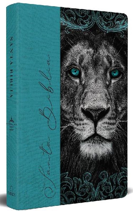Biblia Rvr 1960 Letra Grande, Tamaño Manual, Tapa Dura de Tela León Aguamarina / Spanish Bible Rvr 1960 Handy Size Large Print Hardcover Cloth Lion Aquamarin