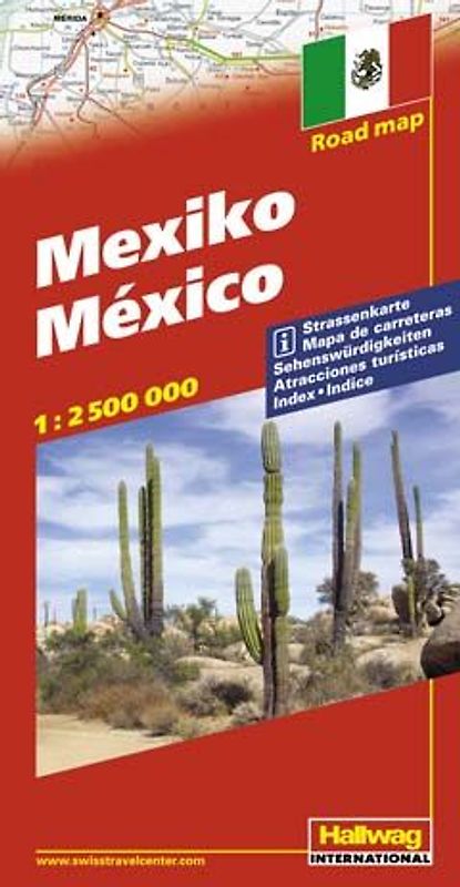 Mexiko Strassenkarte. Mit Orts- und Namenverzeichnis. Mit Transitpläne. 1:2,5 Mio.