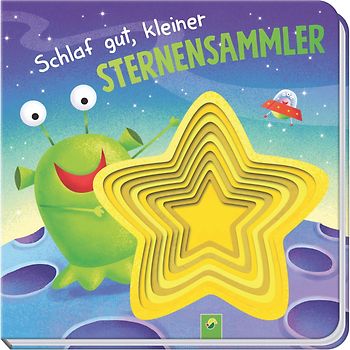 Schlaf gut, kleiner Sternensammler. Pappebuch mit Gucklochstanzung