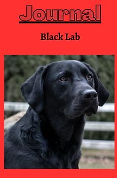 Black lab dog Journal series 1 with a bright red background