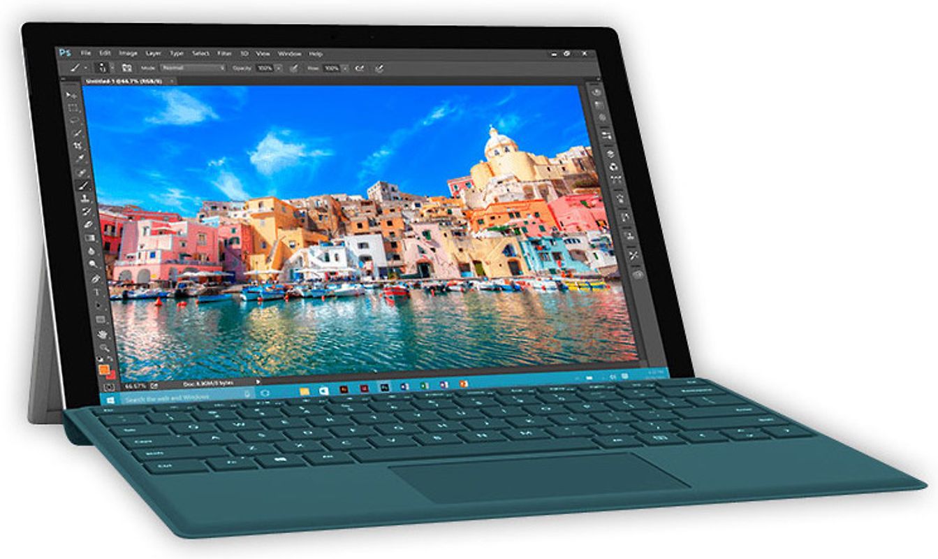 Microsoft Surface Pro 4 12,3" Intel Core i5 256GB SSD 8GB RAM [Wi-Fi, inkl. blaugrünem teal Keyboard Dock, Surface Pro 4-Type Cover] weiß