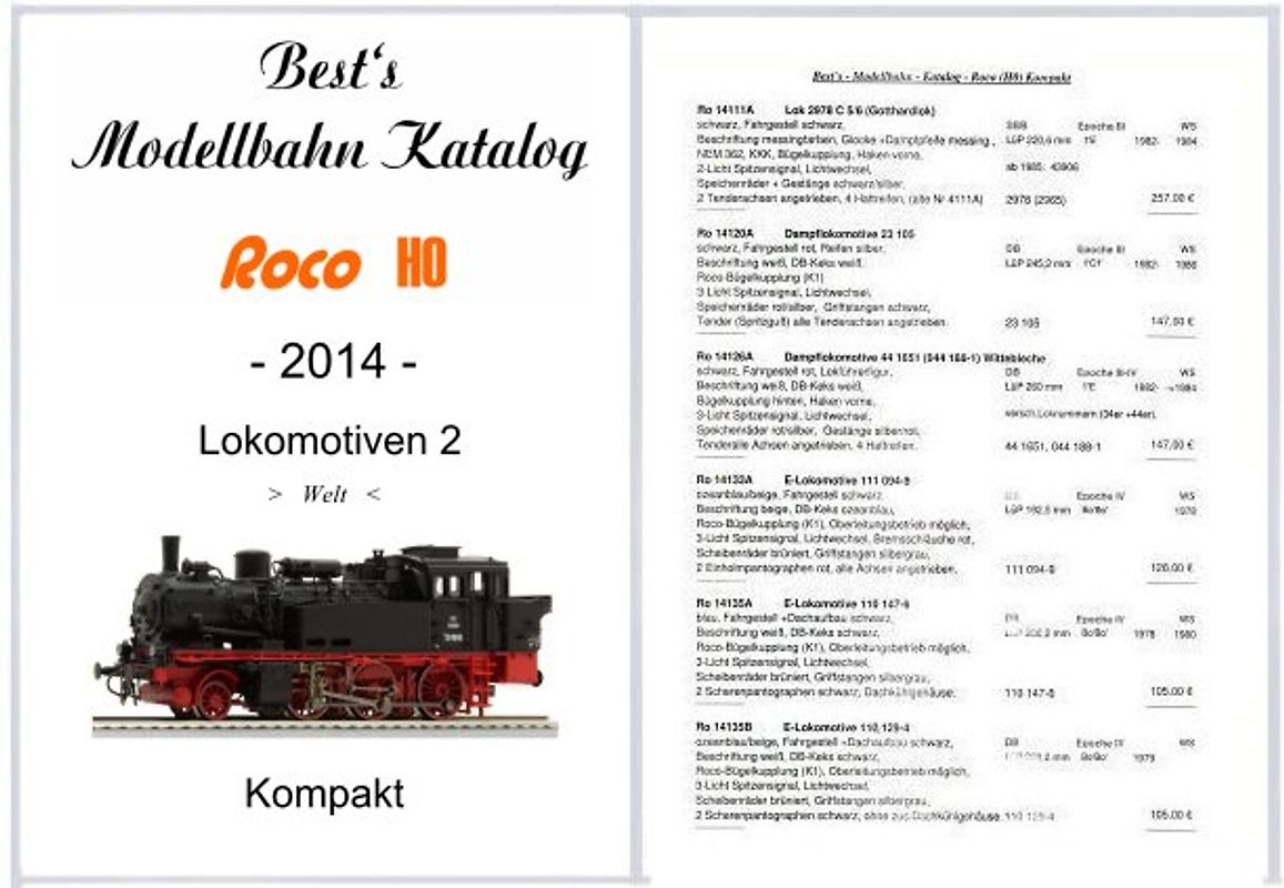 Best`s Modellbahn Katalog Roco H0 Lokomotiven 2 (Welt) 2014 kompakt