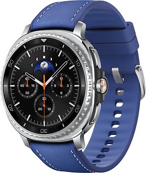 Samsung Galaxy Watch8 Classic 46 mm Boîtier aluminium noir sur Hybride premium bleu nuit [Wi-Fi + 4G]