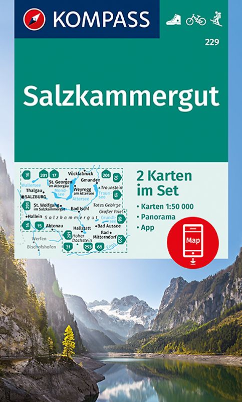 KOMPASS Wanderkarten-Set 229 Salzkammergut (2 Karten) 1:50.000