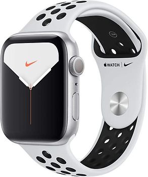 Apple Watch Nike Series 5 44 mm aluminium kast zilver op sportbandje van Nike pure platinum/zwart [wifi]