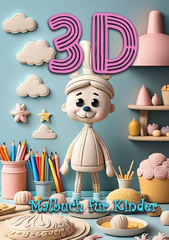3D Malbuch für Kinder ab 4 Jahre