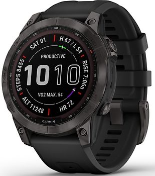 Garmin Fenix 7 47 mm gris avec bracelet en silicone noir [Wi-Fi, Sapphire Solar Edition]