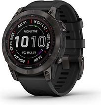 Image of Garmin Fenix 7 47 mm zwart DLC titanium met zwarte polsband [wifi, Sapphire Solar Edition] (Refurbished)