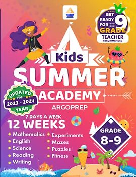 Kids Summer Academy by ArgoPrep - Grades 8-9: 12 Weeks of Math, Reading, Science, Writing, Logic, Fitness and Yoga | Online Access Included | Prevent Summer Learning Loss