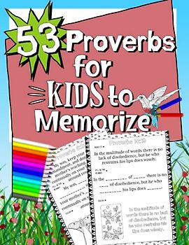 53 Proverbs for Kids to Memorize: Writing and coloring Bible activity pages for kids (Memory Verse Workbooks for Kids)