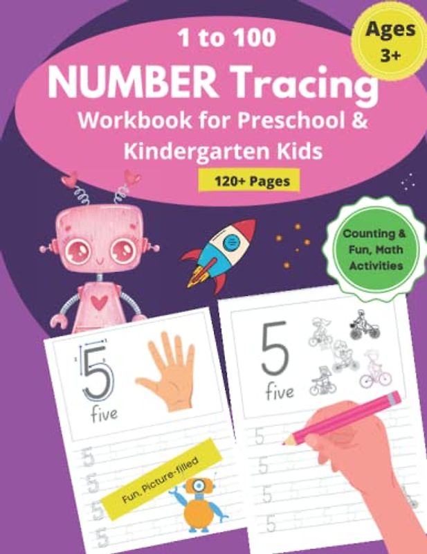 Number Tracing book for Preschoolers and Kindergarten Kids: Fun, Math Practice Workbook for Girls ages 3-5 years, Numbers Tracing and Maths Activity Book