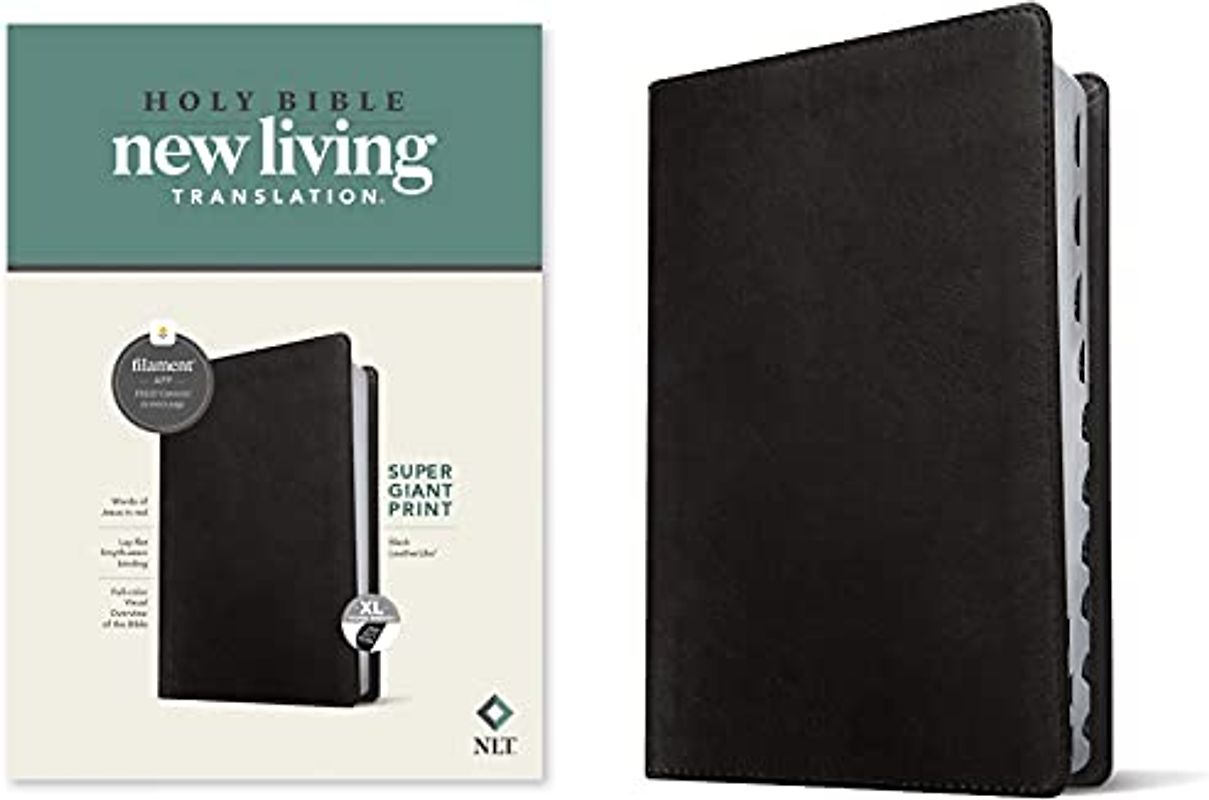 NLT Super Giant Print Bible, Filament Enabled (Leatherlike, Black, Indexed, Red Letter)