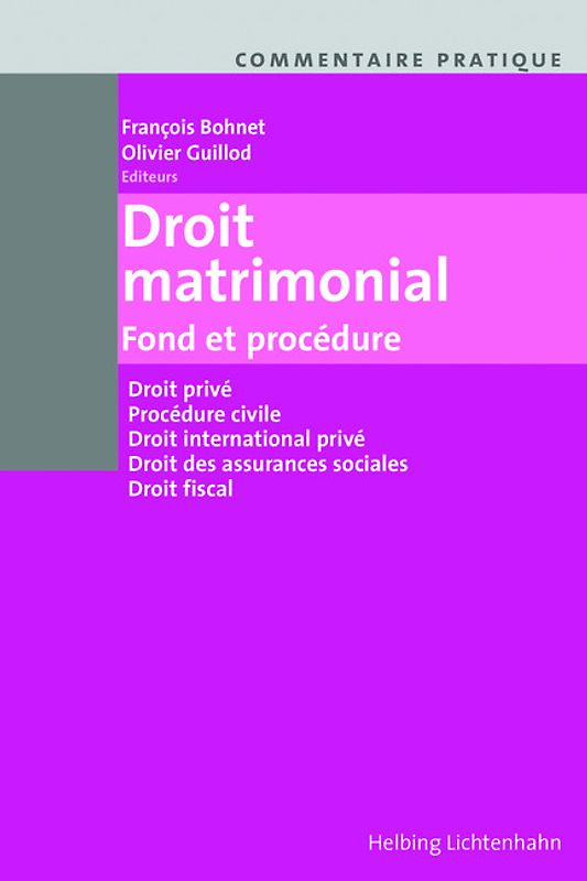 Commentaire pratique Droit matrimonial