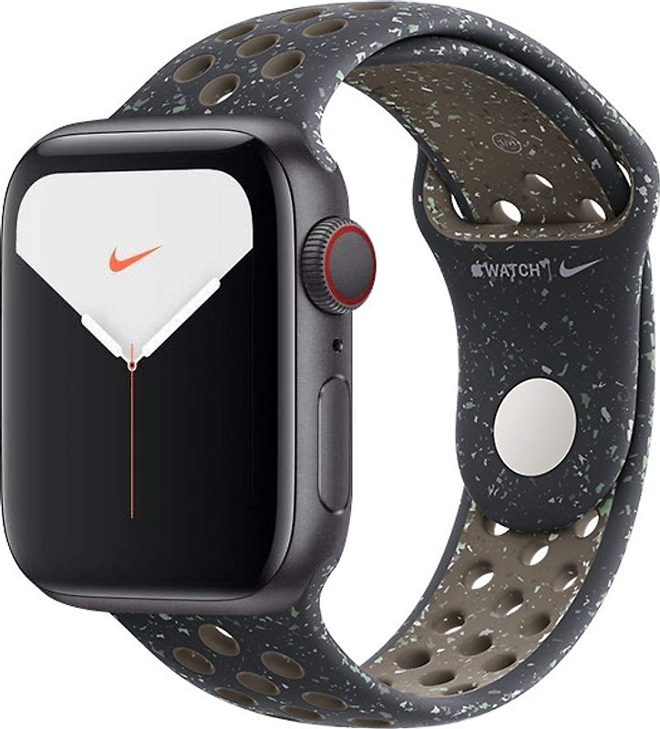 Apple Watch Nike Series 5 44 mm Boîtier aluminium gris sidéral Bracelet Sport Nike ciel de minuit M/L [Wi-Fi + Cellulaire]