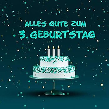 Alles Gute Zum 3. Geburtstag: Kindergeburtstag Gästebuch - Torte mit Kerzen Cover - Grau-Grüne Edition