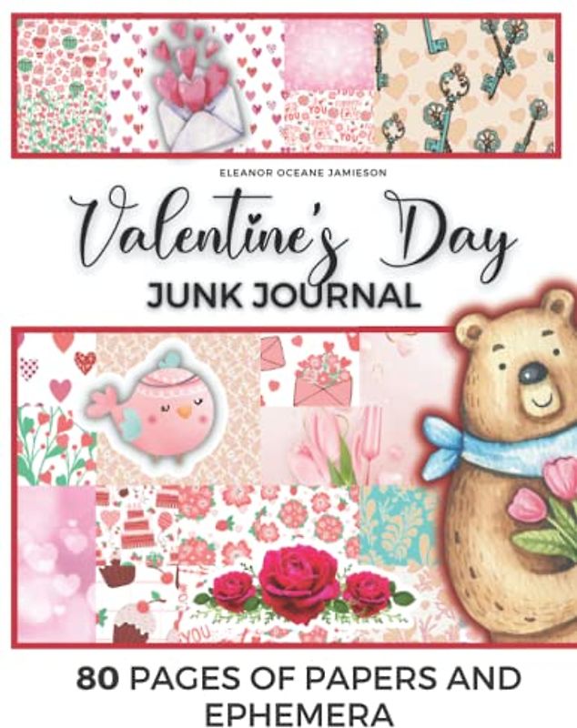 VALENTINE'S DAY: Paper, ephemera and embellishments. Scrapbook pack for papercrafting and couple activities with valentines prints like hearts, ... | Starter kit for mixed media and collage