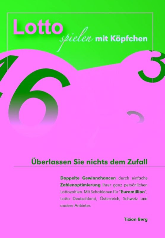 Lotto spielen mit Köpfchen. Doppelte Gewinnchancen durch einfache Zahlenoptimierung Ihrer ganz persönlichen Lottozahlen. Mit Schablonen für "Euromillion", Lotto Deutschland, Österreich, Schweiz und andere Anbieter.