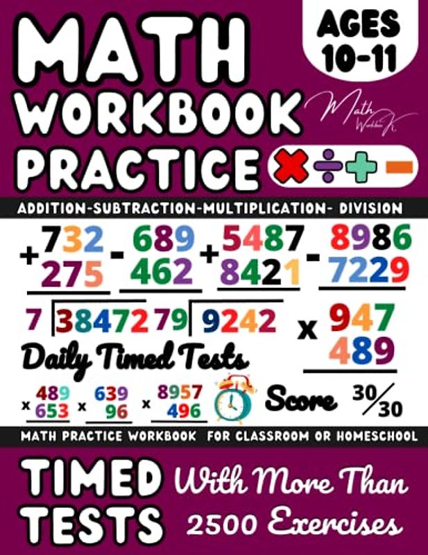 Ks2 Maths workbook Year 6, Addition, Subtraction, Multiplication, Division , Maths Book for 10-11 Year Olds: Add, Subtract, Multiply, Divide, Maths ... and Revision ( Kids Ages 10-11 ), Grade 5