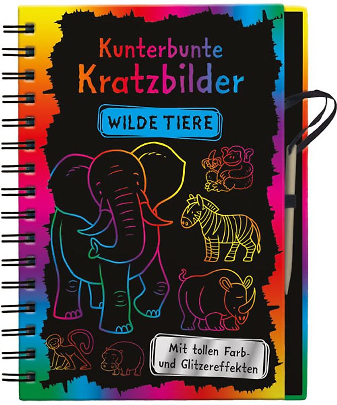 Kunterbunte Kratzbilder: Wilde Tiere