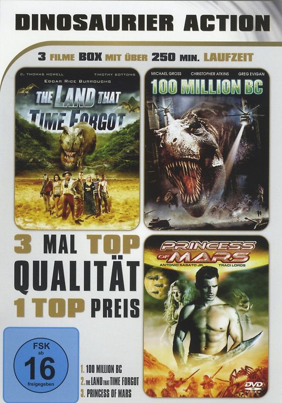 DINOSAURIER ACTION -3 Filme Box - The Land that time forgot - 100 Million BC - Princess of Mars DVD